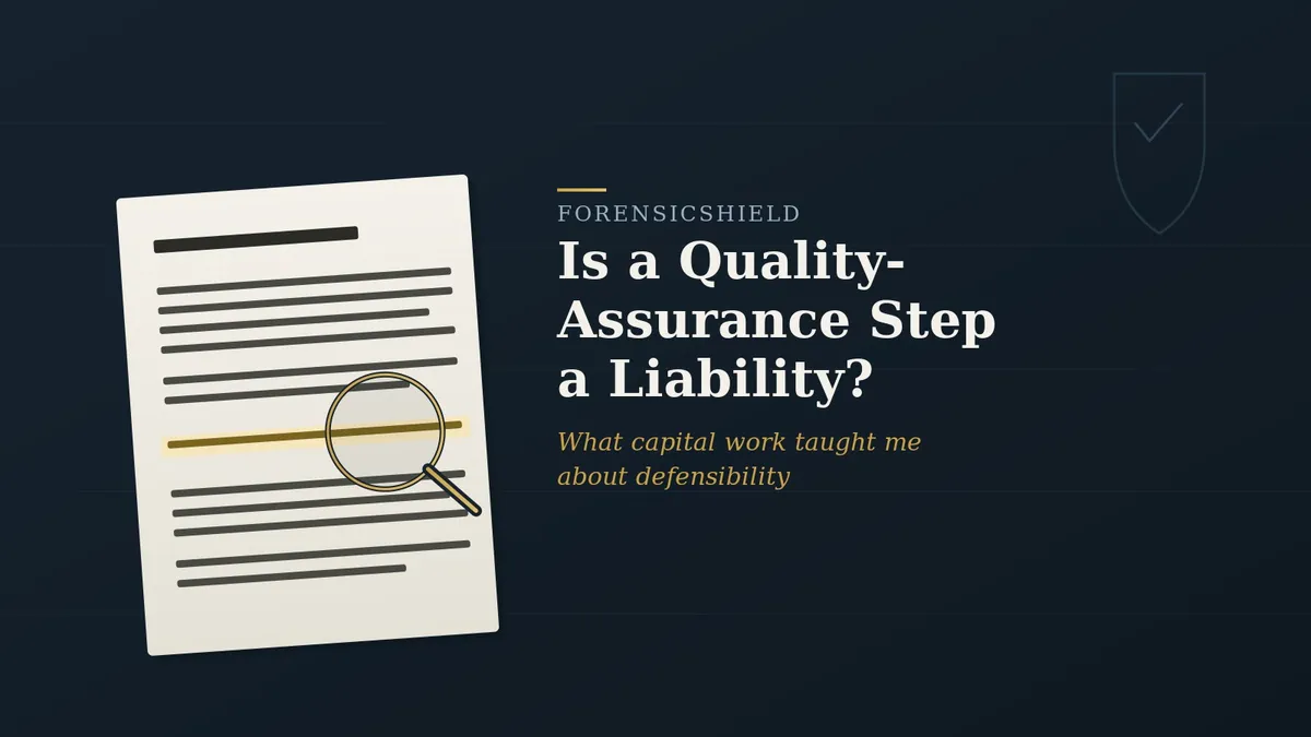 Is a Quality-Assurance Step a Liability? What Capital Work Taught Me About Defensibility